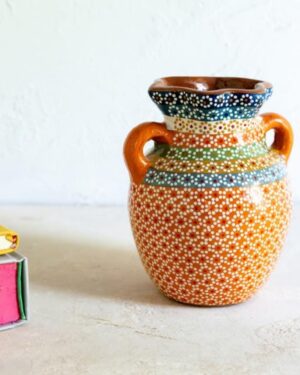 Jarrón Zamora de barro capuleado 15 cm.