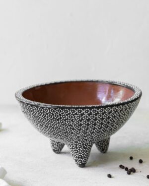 Molcajete barro capuleado un tono 17 cm.