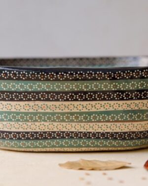 Ensaladera de barro capuleado ovalada arcoíris