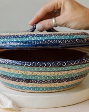 Cazuela chica de barro capuleado arcoíris