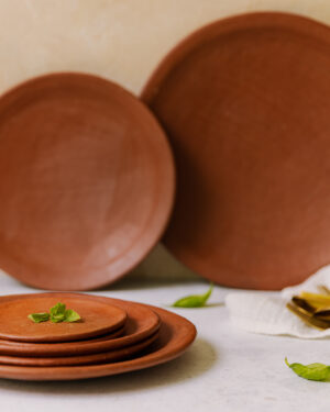 Plato postre de barro rojo