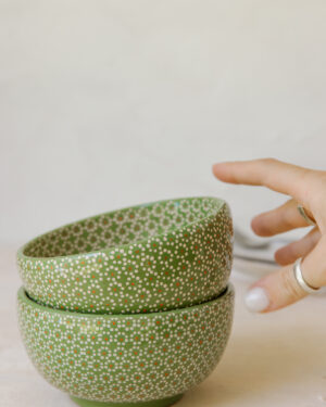 Bowl barro capuleado flor un tono chica 13 cm.