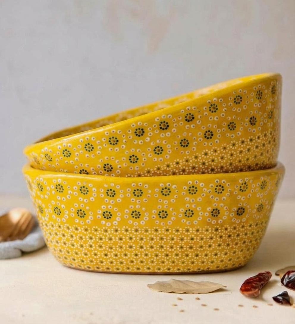 Ensaladera de barro capuleado ovalada un tono flor grande - Image 3