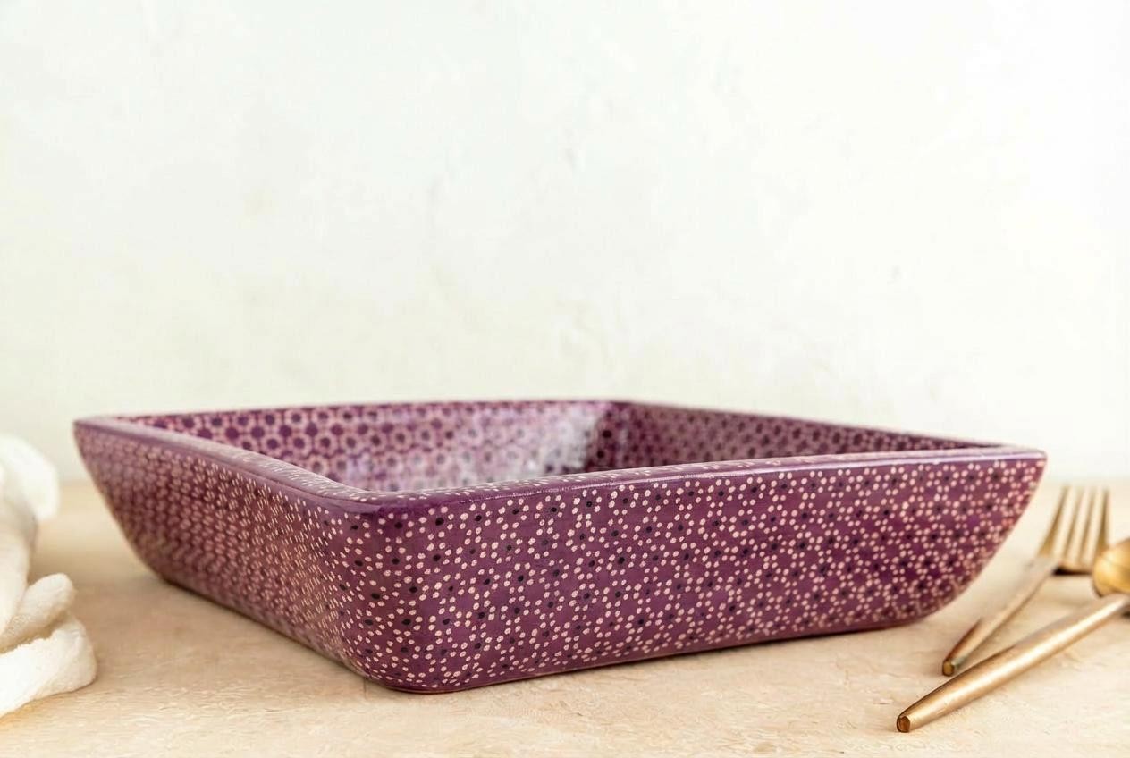 Charola cuadrada de barro capuleado un tono - Image 5