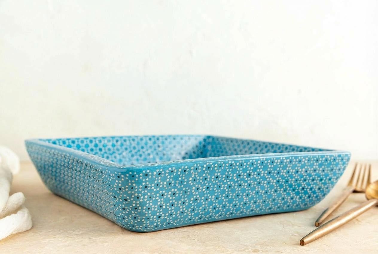 Charola cuadrada de barro capuleado un tono - Image 6