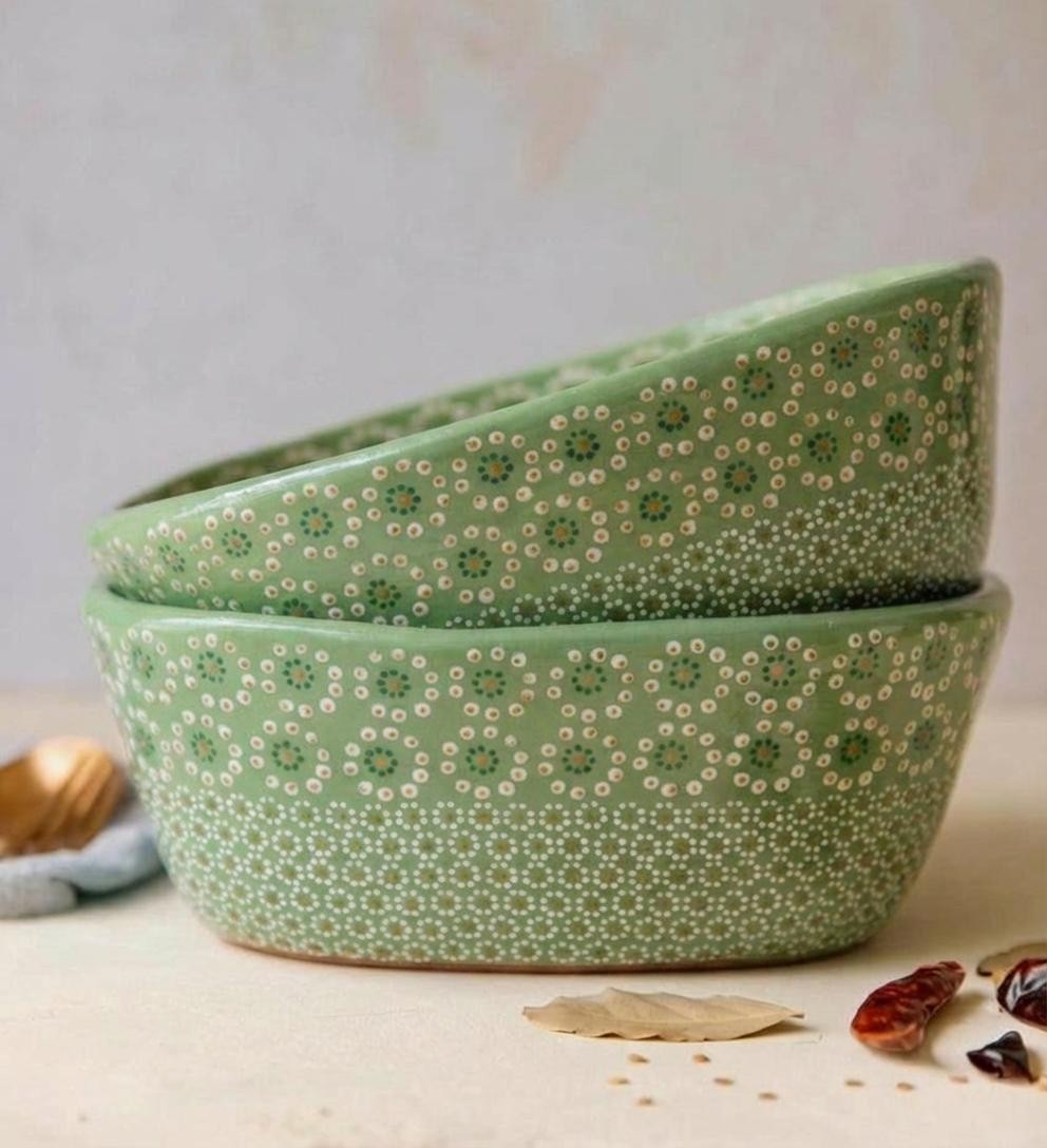 Ensaladera de barro capuleado ovalada un tono flor grande - Image 6