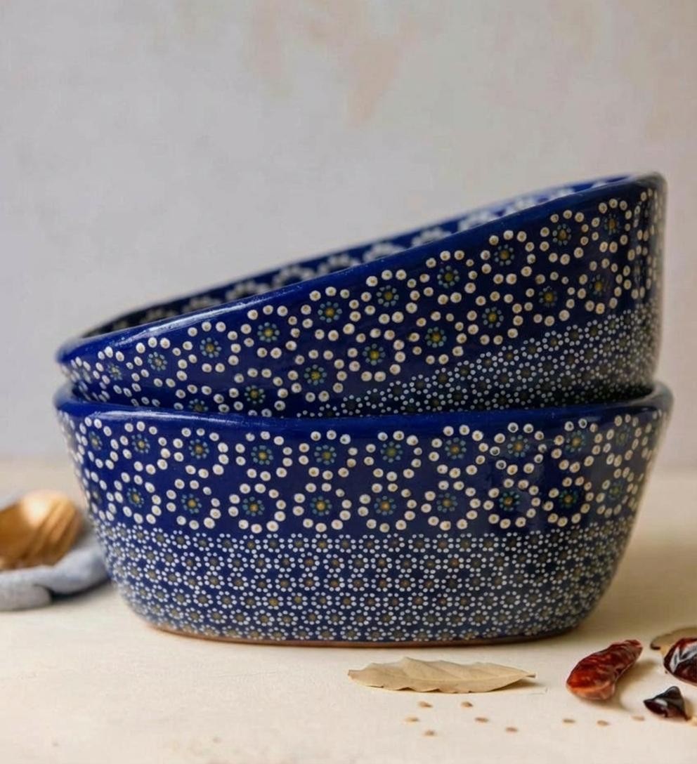 Ensaladera de barro capuleado ovalada un tono flor grande - Image 7