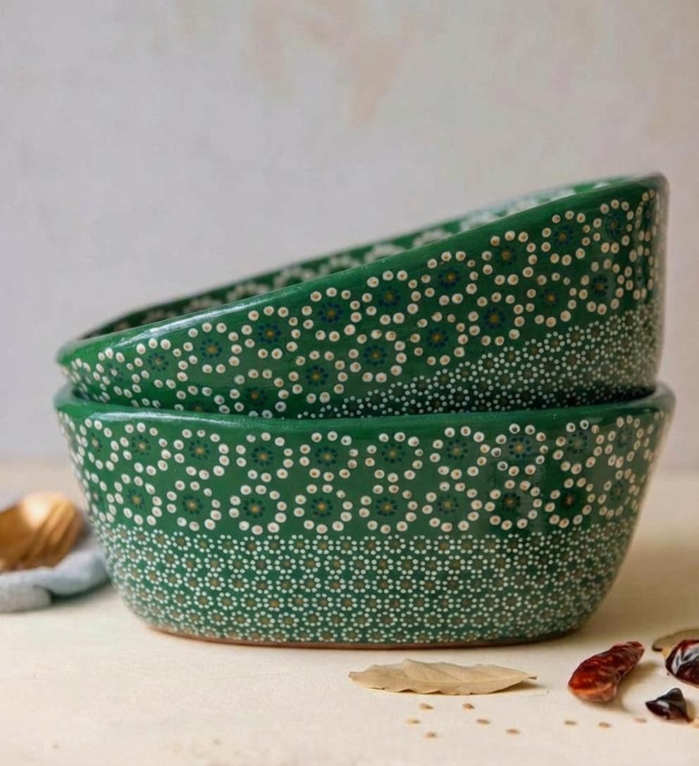 Ensaladera de barro capuleado ovalada un tono flor grande - Image 8