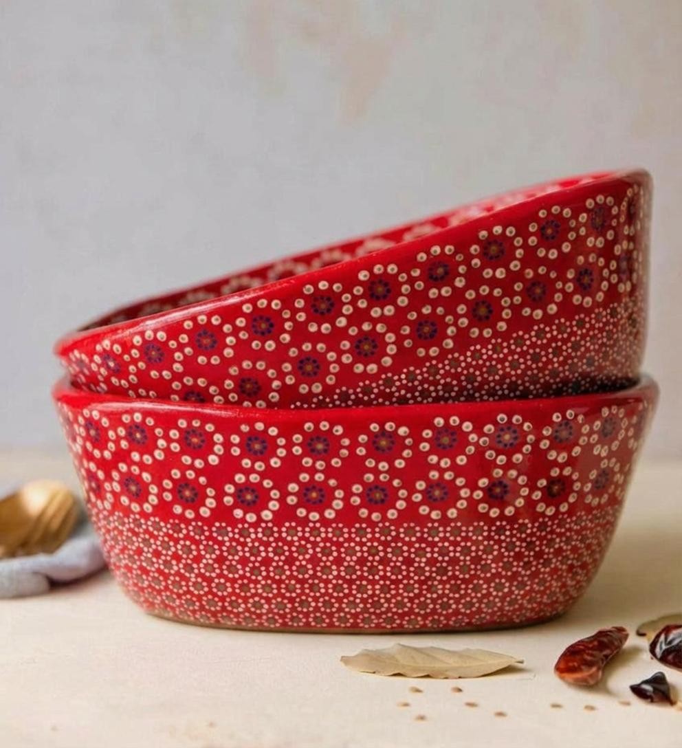 Ensaladera de barro capuleado ovalada un tono flor grande - Image 9