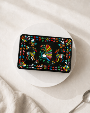 Charola plana rectangular de cerámica tenangos