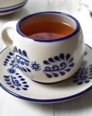 Juego taza y plato de cerámica tradicional para té