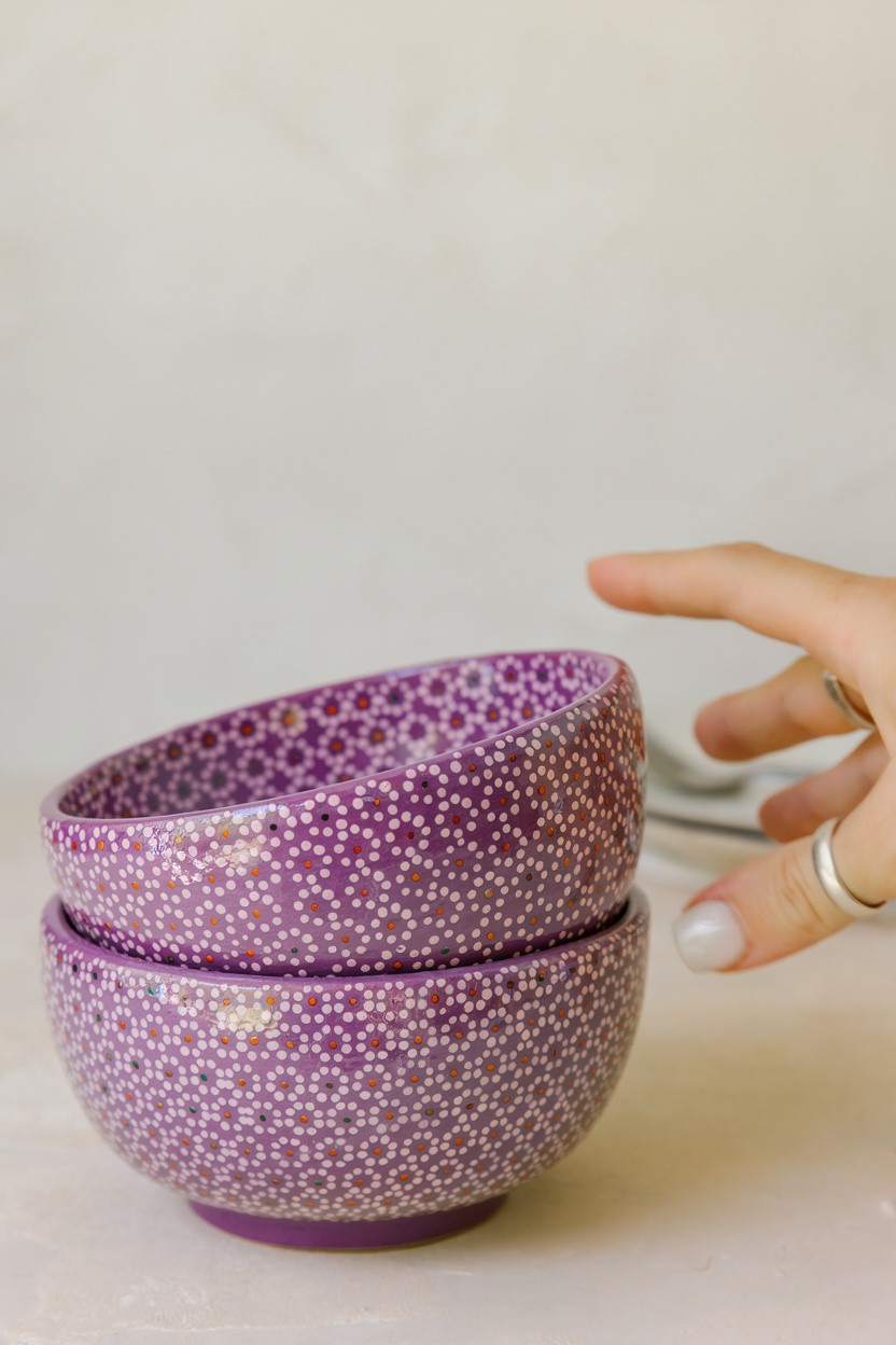 Bowl barro capuleado flor un tono chica 13 cm. - Image 6