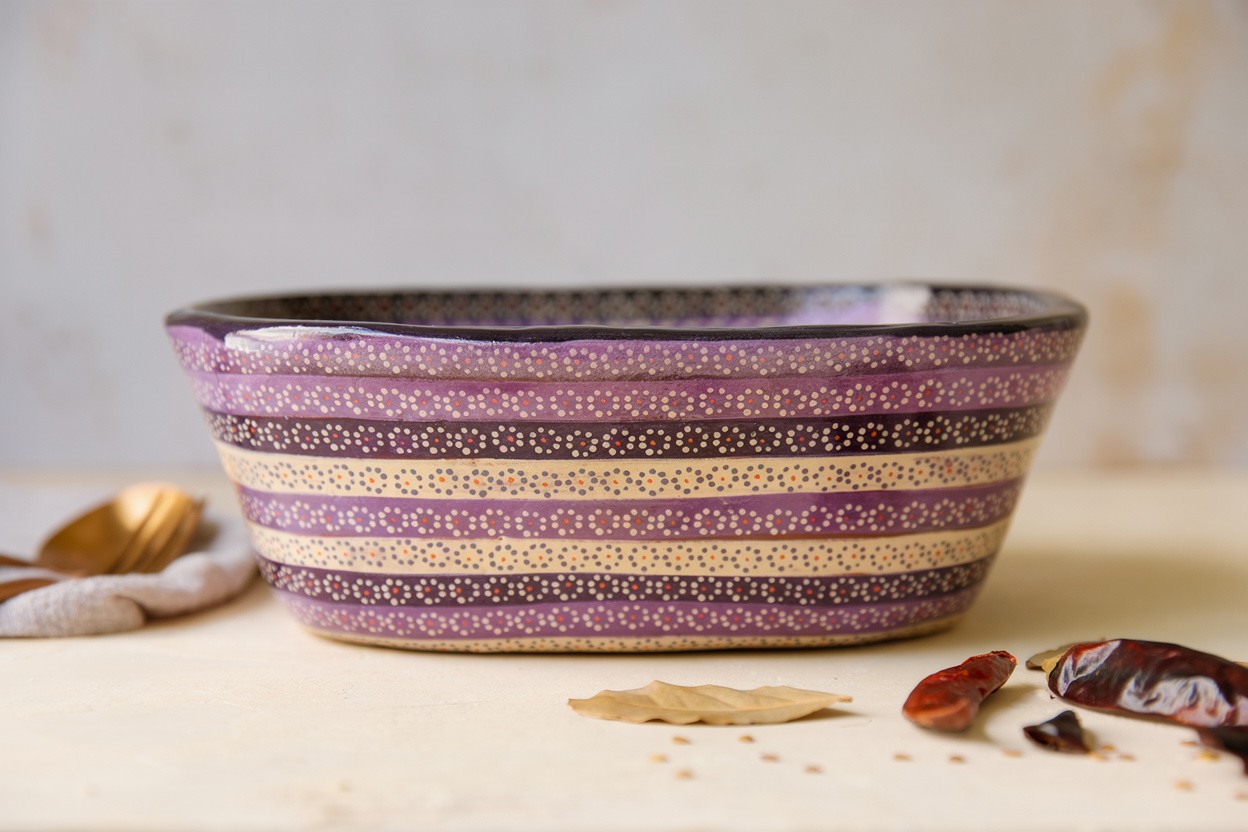 Ensaladera de barro capuleado ovalada arcoíris - Image 4
