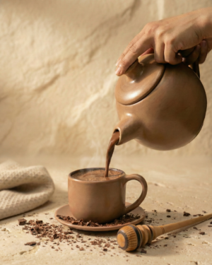 Cafetera de barro bruñido